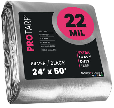 PROTARP 24-ft x 50-ft Silver Waterproof Commercial Polyethylene 22-mil Tarp