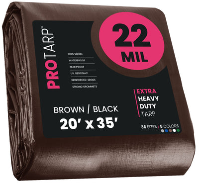 PROTARP 20-ft x 35-ft Brown Waterproof Commercial Polyethylene 22-mil Tarp