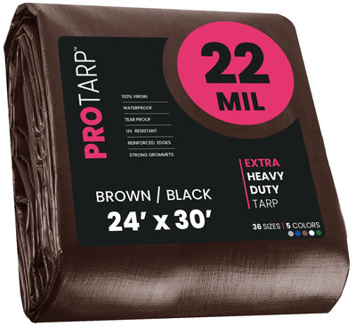 PROTARP 24-ft x 30-ft Brown Waterproof Commercial Polyethylene 22-mil Tarp