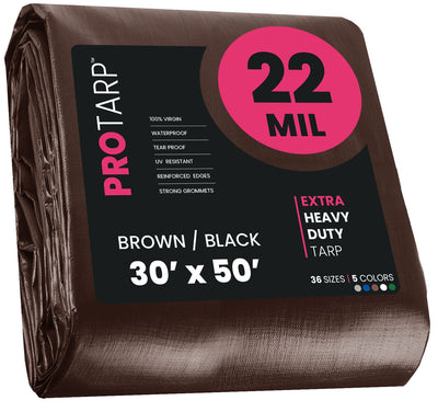 PROTARP 30-ft x 50-ft Brown Waterproof Commercial Polyethylene 22-mil Tarp