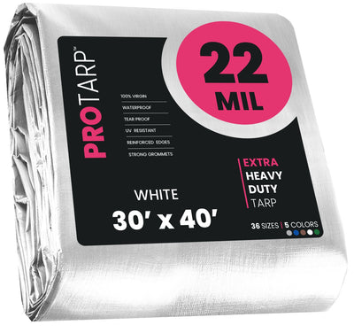 PROTARP 30-ft x 40-ft White Waterproof Commercial Polyethylene 22-mil Tarp