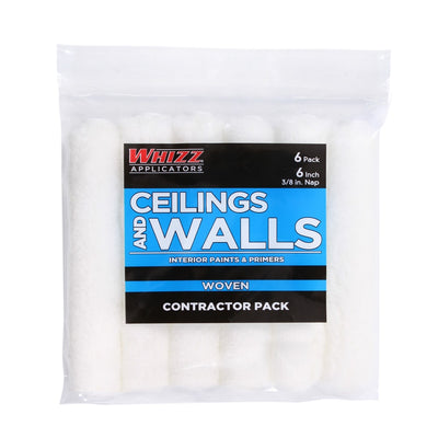 WHIZZ 6-in x 3/8-in Nap Ceilings and Walls Synthetic Blend Mini Paint Roller (6-Pack)