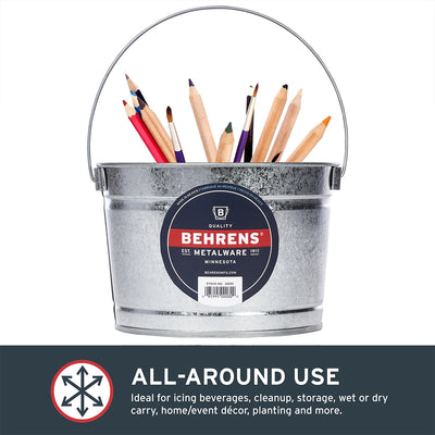 Behrens 2.5-Quart Silver Galvanized Steel Paint Bucket - Metal Handle - Water-Tight - BPA-Free