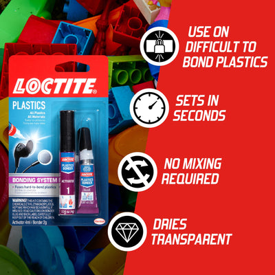 LOCTITE Plastic Bonding 2-Pack 1-fl oz Stick Bonding Waterproof, Quick Dry, Multipurpose Adhesive