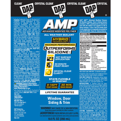 DAP AMP 9-oz Crystal Clear Paintable Advanced Sealant Caulk