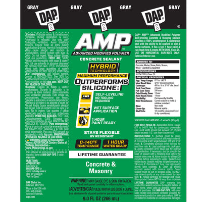 DAP AMP 9-oz Gray Paintable Advanced Sealant Self Leveling Caulk