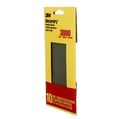 3M Wetordry Sanding-Sheet Ultra Fine 3000-Grit Sheet Sandpaper 9-in W x 3.66-in L 10-Pack