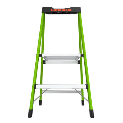 Little Giant Ladders Ultra 2-Step 300-lb Capacity Green Fiberglass Foldable Step Stool