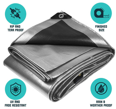 Core Tarps 9-ft x 12-ft Silver Waterproof Commercial Polyethylene 16-mil Tarp