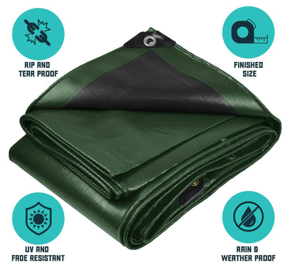 Core Tarps 18-ft x 24-ft Green Waterproof Commercial Polyethylene 10-mil Tarp