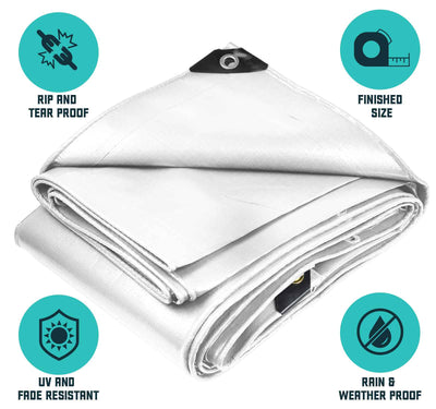 Core Tarps 30-ft x 50-ft White Waterproof Commercial Polyethylene 10-mil Tarp