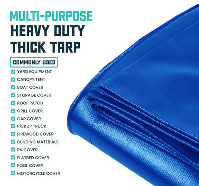 Core Tarps 6-ft x 8-ft Blue Waterproof Commercial Polyethylene 8-mil Tarp