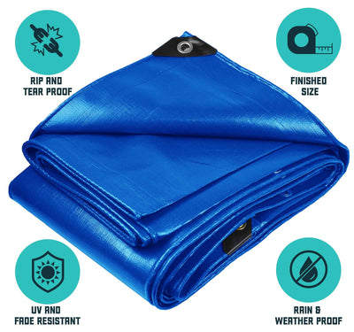 Core Tarps 24-ft x 35-ft Blue Waterproof Commercial Polyethylene 20-mil Tarp