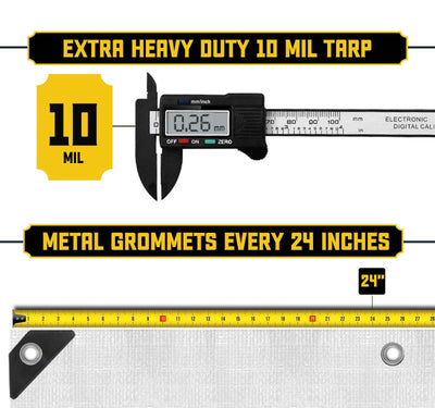 Core Tarps 10-ft x 12-ft White Waterproof Standard Polyethylene 10-mil Tarp
