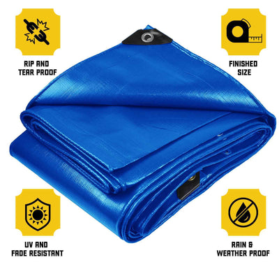 Core Tarps 9-ft x 12-ft Blue Waterproof Commercial Polyethylene 10-mil Tarp