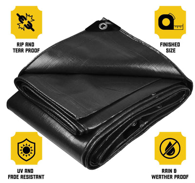 Core Tarps 50-ft x 70-ft Black Waterproof Commercial Polyethylene 20-mil Tarp