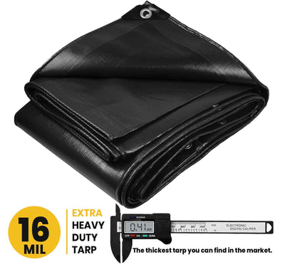 PROTARP 18-ft x 24-ft Black Waterproof Commercial Polyethylene 16-mil Tarp