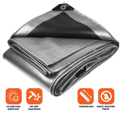 Tarpco Safety 24-ft x 30-ft Silver Waterproof Commercial Polyethylene 14-mil Tarp