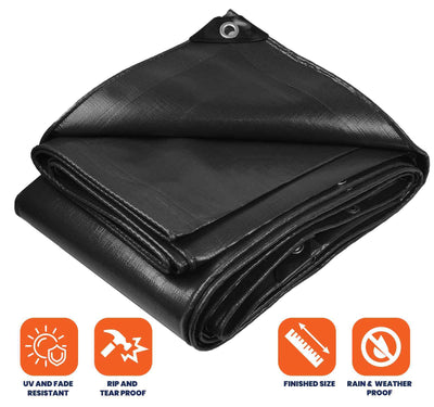 Tarpco Safety 16-ft x 20-ft Black Waterproof Commercial Polyethylene 14-mil Tarp