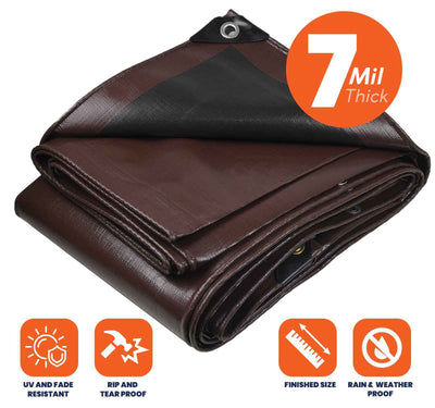 Tarpco Safety 30-ft x 40-ft Brown Waterproof Commercial Polyethylene 7-mil Tarp