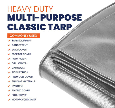 Tarpco Safety 24-ft x 24-ft Silver Waterproof Commercial Polyethylene 7-mil Tarp