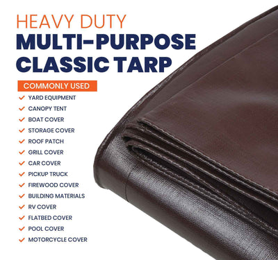 Tarpco Safety 24-ft x 24-ft Brown Waterproof Commercial Polyethylene 7-mil Tarp