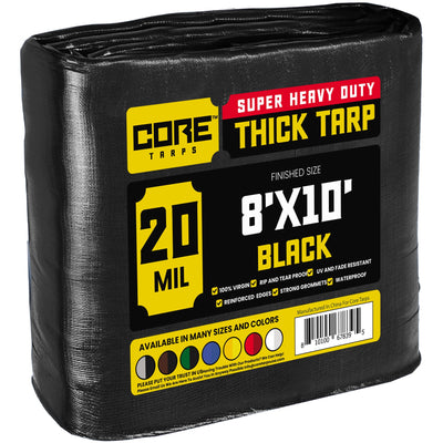 Core Tarps 8-ft x 10-ft Black Waterproof Commercial Polyethylene 20-mil Tarp