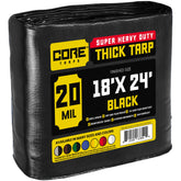 Core Tarps 18-ft x 24-ft Black Waterproof Commercial Polyethylene 20-mil Tarp