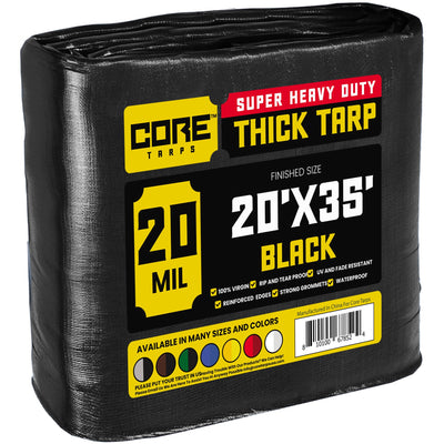 Core Tarps 20-ft x 35-ft Black Waterproof Commercial Polyethylene 20-mil Tarp