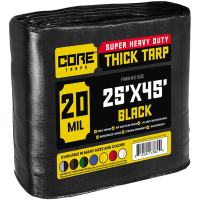 Core Tarps 25-ft x 45-ft Black Waterproof Commercial Polyethylene 20-mil Tarp