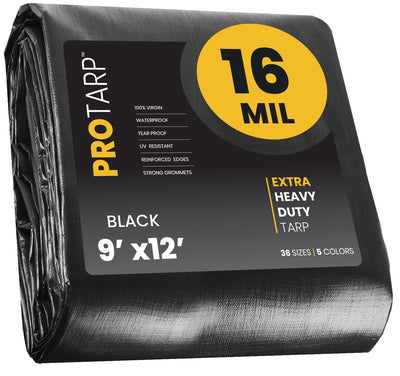 PROTARP 9-ft x 12-ft Black Waterproof Commercial Polyethylene 16-mil Tarp