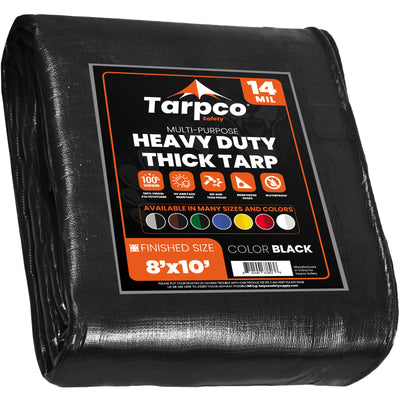 Tarpco Safety 8-ft x 10-ft Black Waterproof Commercial Polyethylene 14-mil Tarp