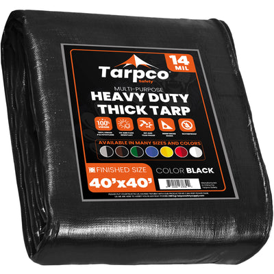 Tarpco Safety 40-ft x 40-ft Black Waterproof Commercial Polyethylene 14-mil Tarp