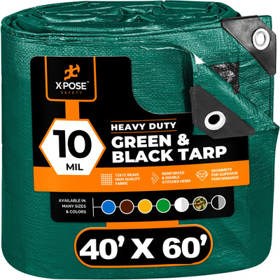 XPOSE SAFETY 60-ft x 40-ft Green Waterproof Commercial Polyethylene 10-mil Tarp