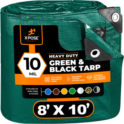 XPOSE SAFETY 10-ft x 8-ft Green Waterproof Commercial Polyethylene 10-mil Tarp