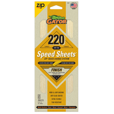 Gator AlumiNext Very Fine 220-Grit Sheet Sandpaper 4.25-in W x 10.25-in L 5-Pack