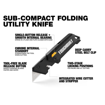 TOUGHBUILT Sub-Compact 3/4-in 1-Blade Folding Utility Knife