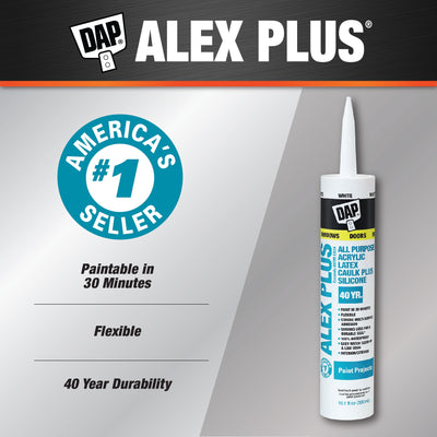 DAP ALEX Plus 10.1-oz White Paintable Latex Caulk