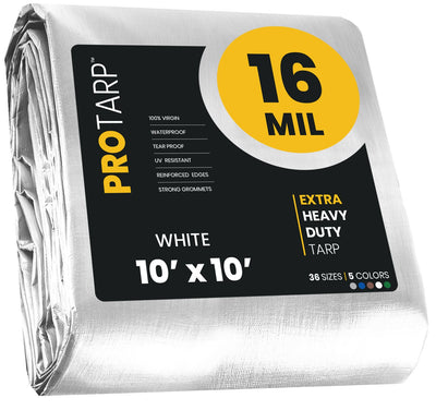 PROTARP 10-ft x 10-ft White Waterproof Commercial Polyethylene 16-mil Tarp