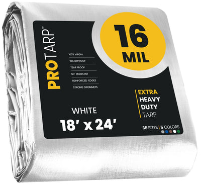 PROTARP 18-ft x 24-ft White Waterproof Commercial Polyethylene 16-mil Tarp