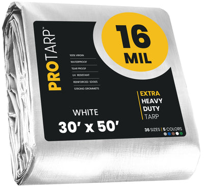 PROTARP 30-ft x 50-ft White Waterproof Commercial Polyethylene 16-mil Tarp