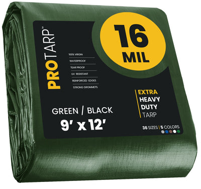 PROTARP 9-ft x 12-ft Green Waterproof Commercial Polyethylene 16-mil Tarp