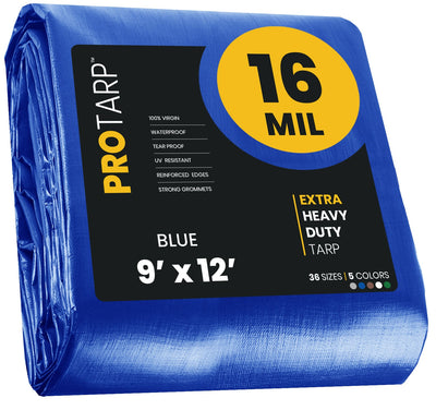 PROTARP 9-ft x 12-ft Blue Waterproof Commercial Polyethylene 16-mil Tarp