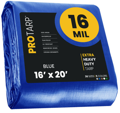 PROTARP 16-ft x 20-ft Blue Waterproof Commercial Polyethylene 16-mil Tarp