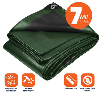 Tarpco Safety 12-ft x 16-ft Green Waterproof Commercial Polyethylene 7-mil Tarp