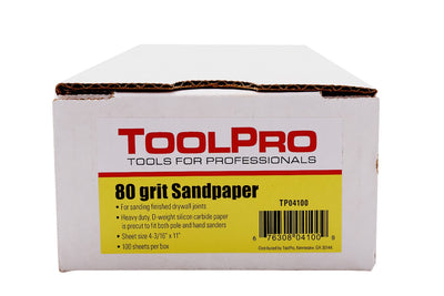 ToolPro Die Cut Drywall-Sheet Medium 80-Grit Sheet Sandpaper 4-in W x 11-in L 100-Pack