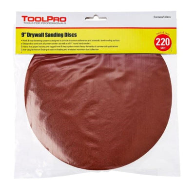 ToolPro 9-in 220 grit Hook and Loop Fine 220-Grit Disc Sandpaper 9-in W x 9-in L 25-Pack