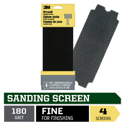 3M Fine 180-Grit Screen Sandpaper 4.1875-in W x 11.25-in L 4-Pack