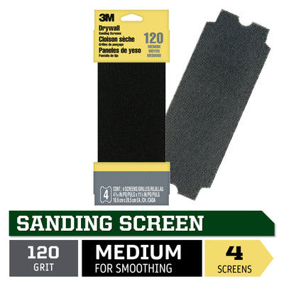 3M Medium 120-Grit Screen Sandpaper 4.1875-in W x 11.25-in L 4-Pack