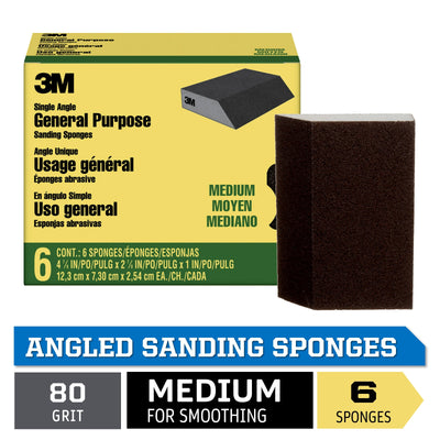 3M Drywall Medium 80-Grit Sanding Sponge 6.219-in x 3.219-in (6-Pack)